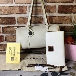 Dooney & Bourke all weather leather 2  barrel bag Euc with new wallet
